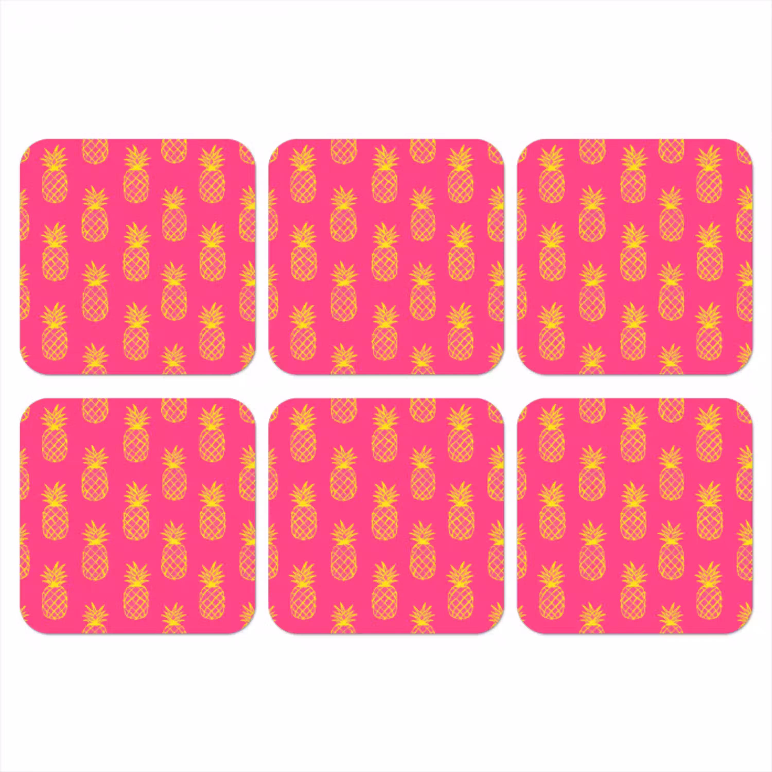 Ananas - Trendy - Roze onderzetter kurk middel 366 -3d