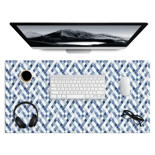 Diamant - Patroon - Blauw - Wit Muismat XXL klein 681 -3d