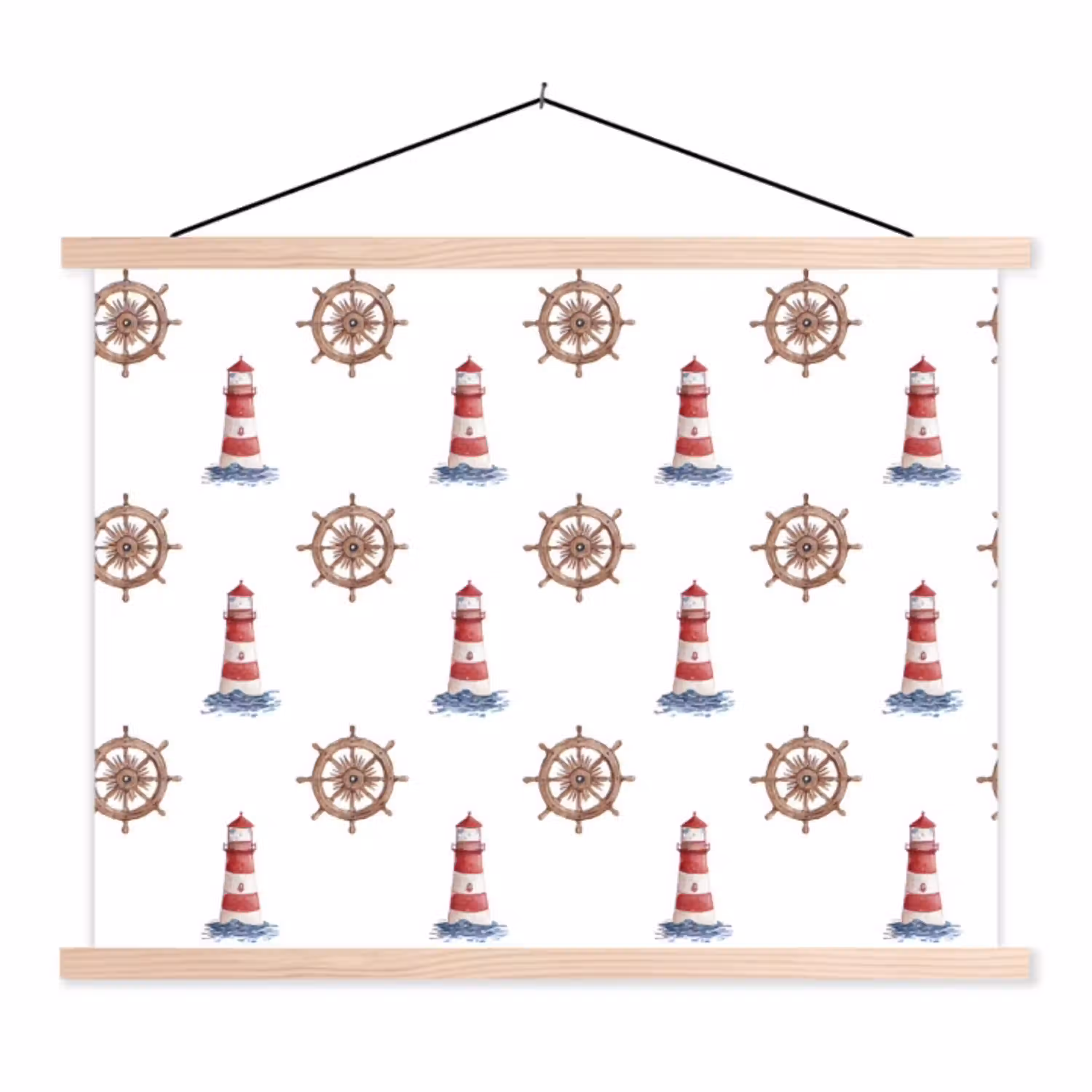 Nautisch - Klassiek - Rood textielposter latten blank klein 122 -3d