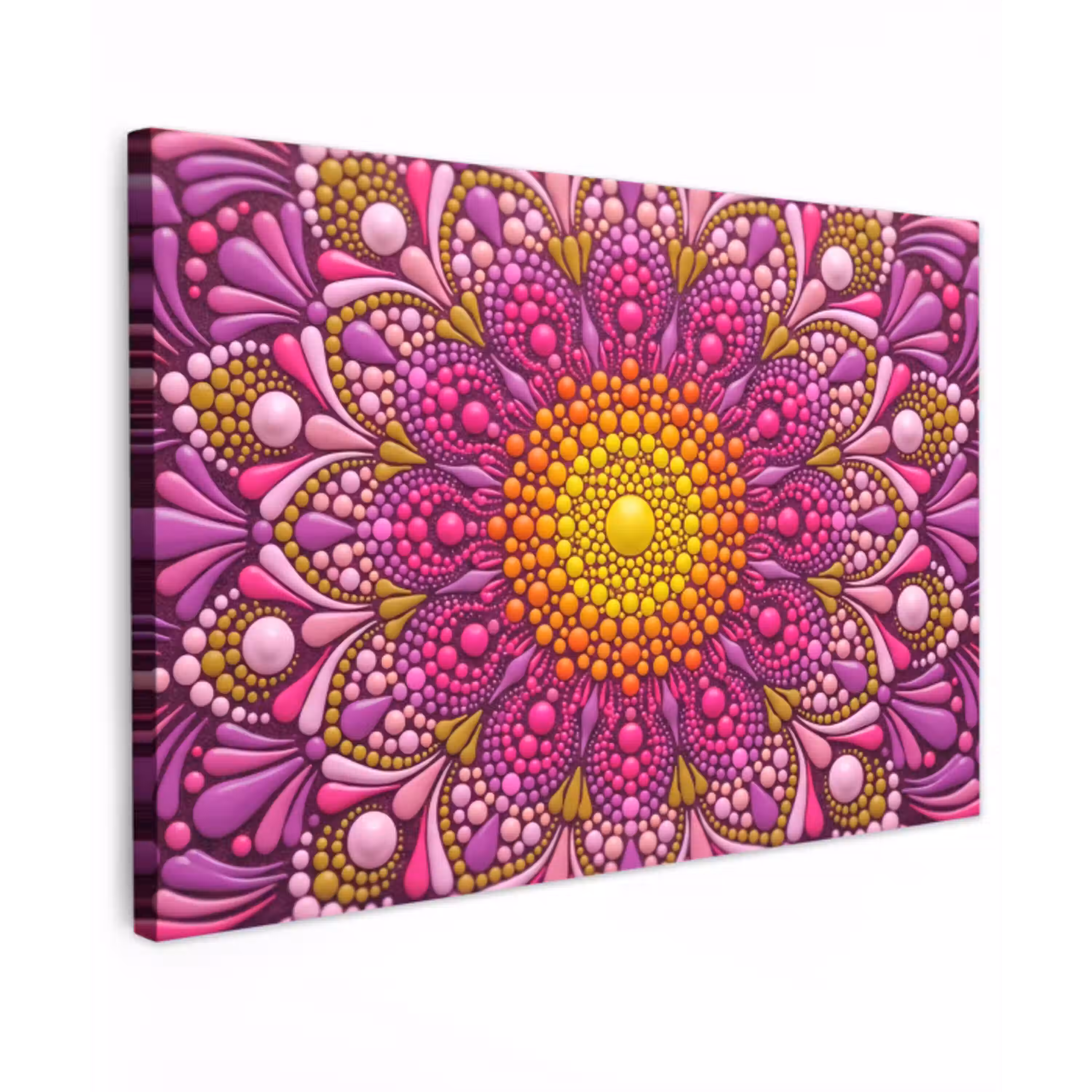 Patroon - Stippen - Abstract - Kleurrijk Tuinposter op houten frame 2 cm dik klein -3d