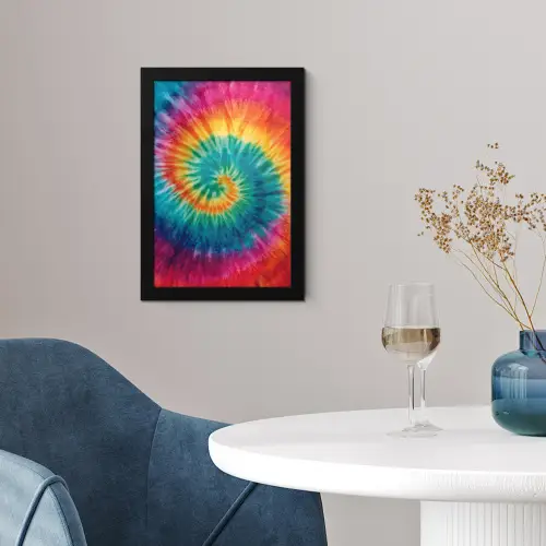 Regenboogkleuren - Tie dye - fotolijst zwart zonder passe partout klein -sfeer4