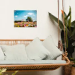 Bloemenweide - Blauw - Lucht - Kleuren tuinposter los doek klein -sfeer7