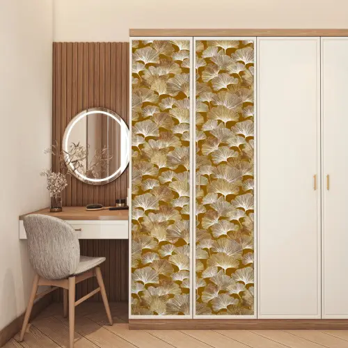 Ginkgo - Bladeren - Goud deurposter klein 289 -sfeer3