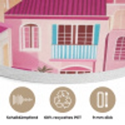 Stad - Roze - Palmbomen Akoestische PET Vilt - Rond klein -closeup_DE