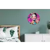 Vrouw - Portret - Abstract - Paars Wandcirkel aluminium klein -slaapkamer