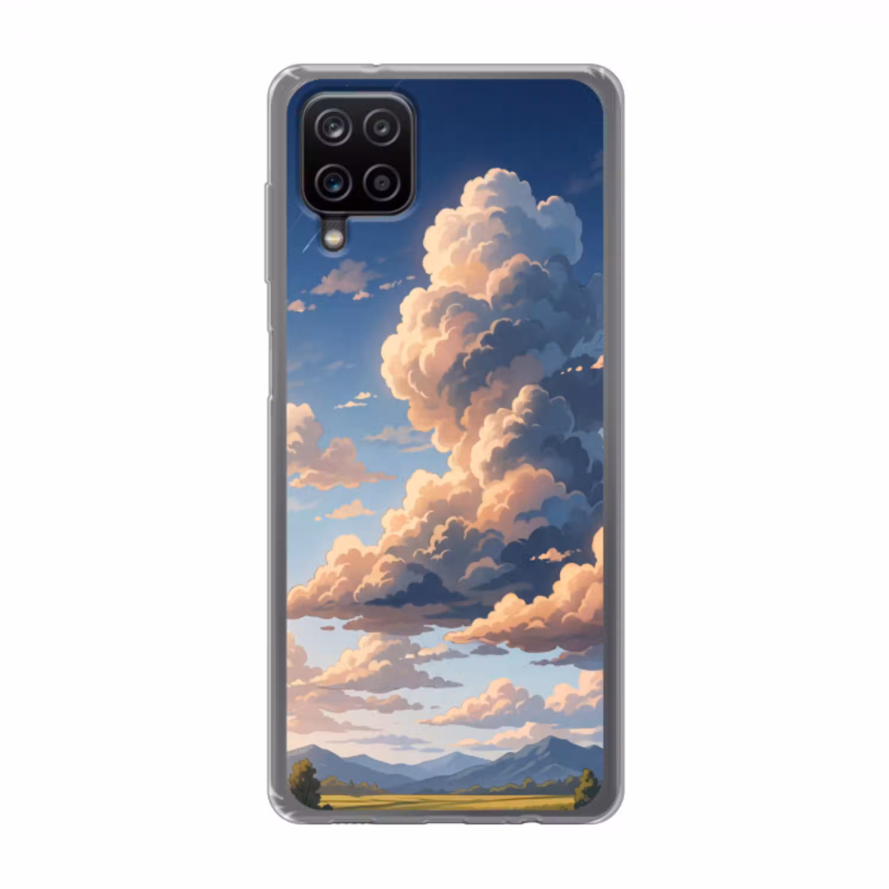 Wolken - Daghemel - Natuur - Illustratie - Oranje Telefoonhoesje Samsung Galaxy A12 klein -3d