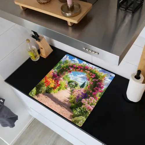 Doorkijk - Bloemen - Kleurrijk - Natuur Inductie beschemer met haakjes middel -sfeer1