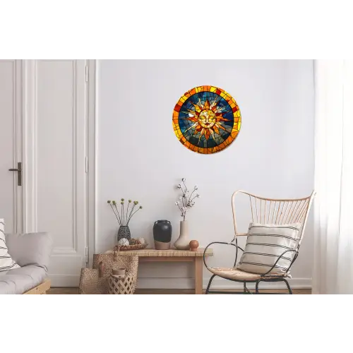 Mozaïek - Zon - Geel - Cirkel Wandcirkel aluminium klein -woonkamer