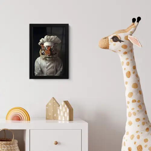 Tijger - Kokskleding - Bruin fotolijst zwart zonder passe partout klein -usfeer4_kinderkamer