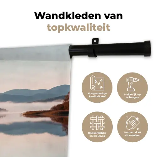 Water - Bomen - Mistlaag Wandkleed katoen klein -sfeer2