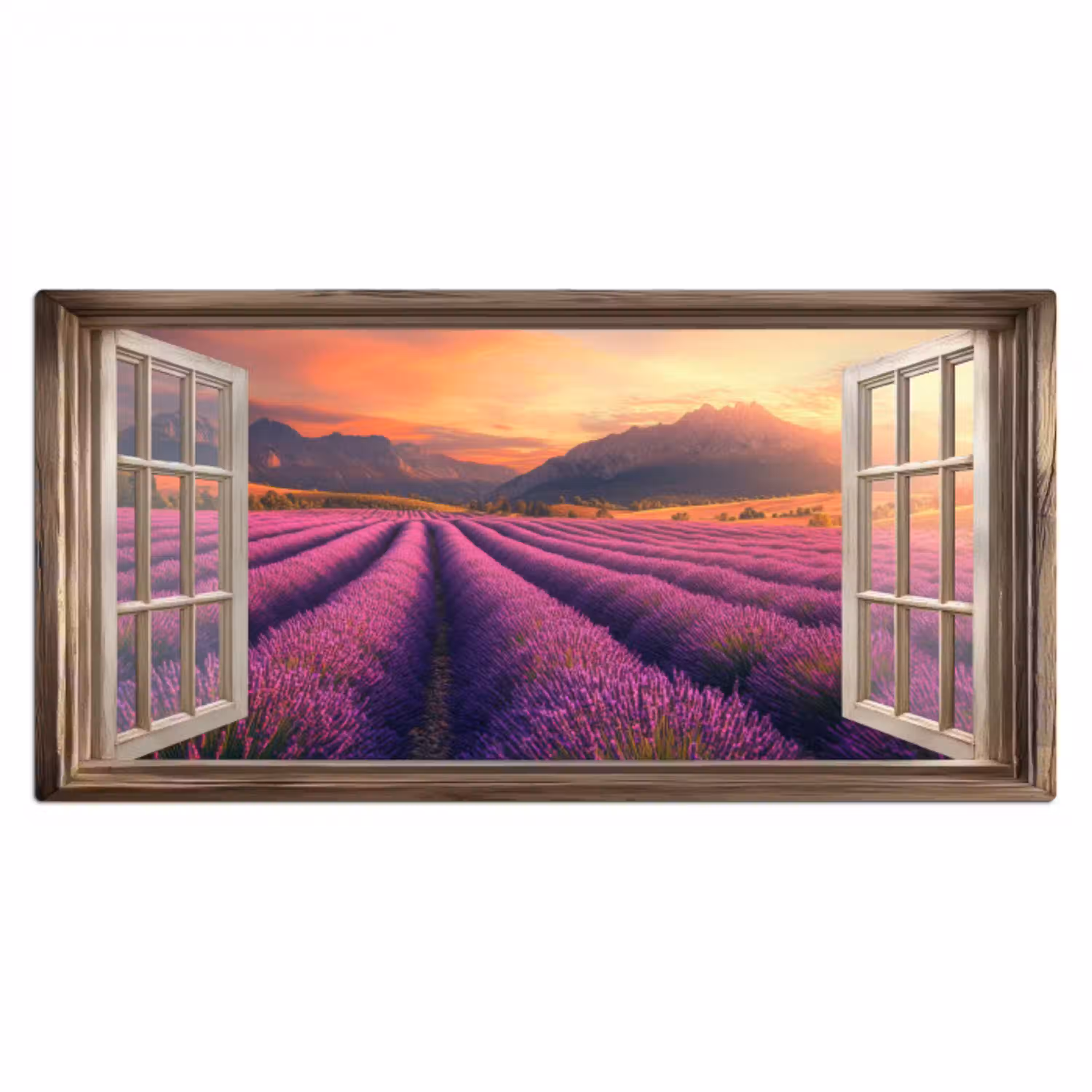 Doorkijk - Lavendel - Landschap - Bloemen - Paars Muismat XXL klein -3d_leeg