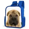 Hondje met Boos Hoofd Kinderrugzak - Blauw middel -schuin
