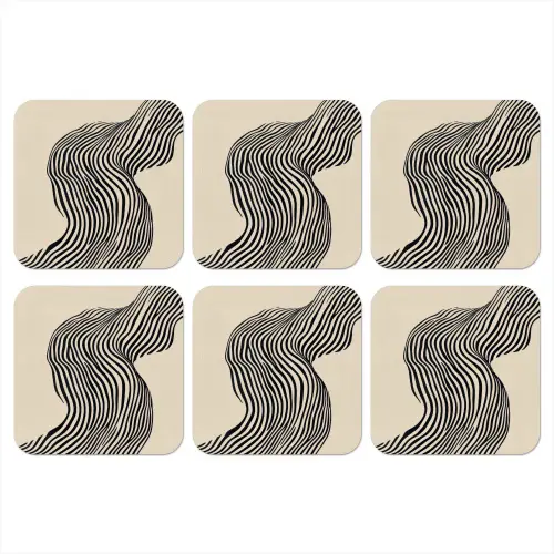 Golvend - Lijnen - Abstract - Silhouet onderzetter kurk middel -3d