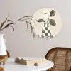 Vaas - Geruit - Groen - Bloem Wandcirkel plexiglas klein -sfeer4
