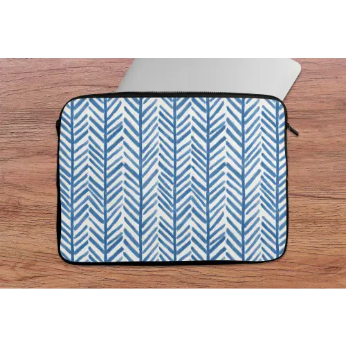 Patroon - Streep - Blauw laptophoes neopreen klein 279 -tafel
