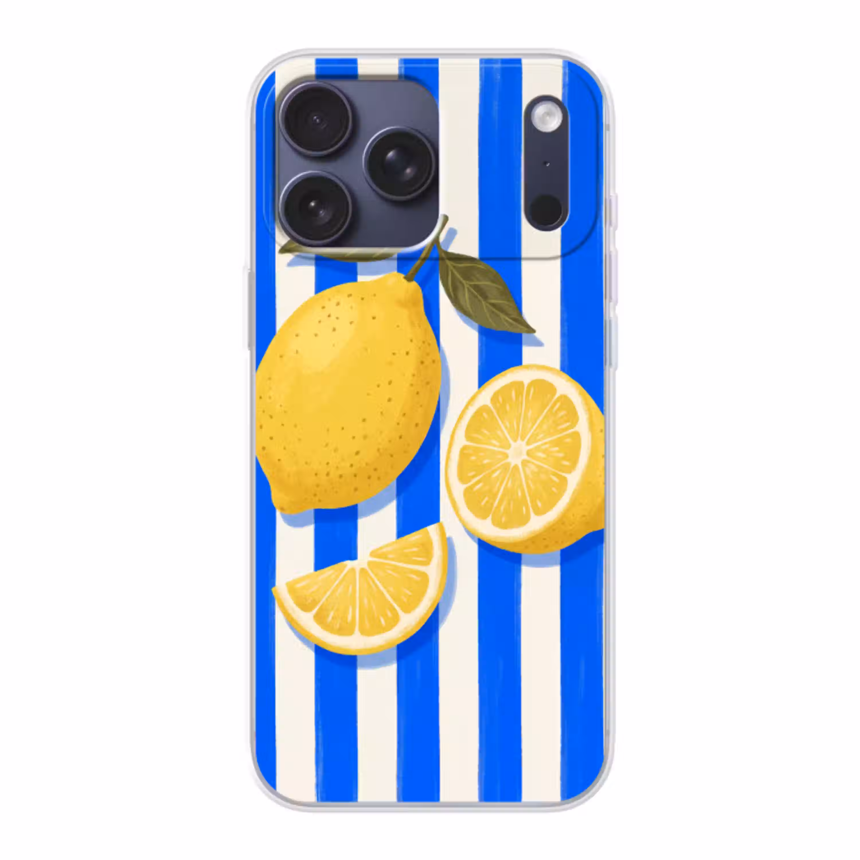 Fruit - Citroen - Zomer - Geel - Blauw Telefoonhoesje iPhone 17 Pro Max klein -3d
