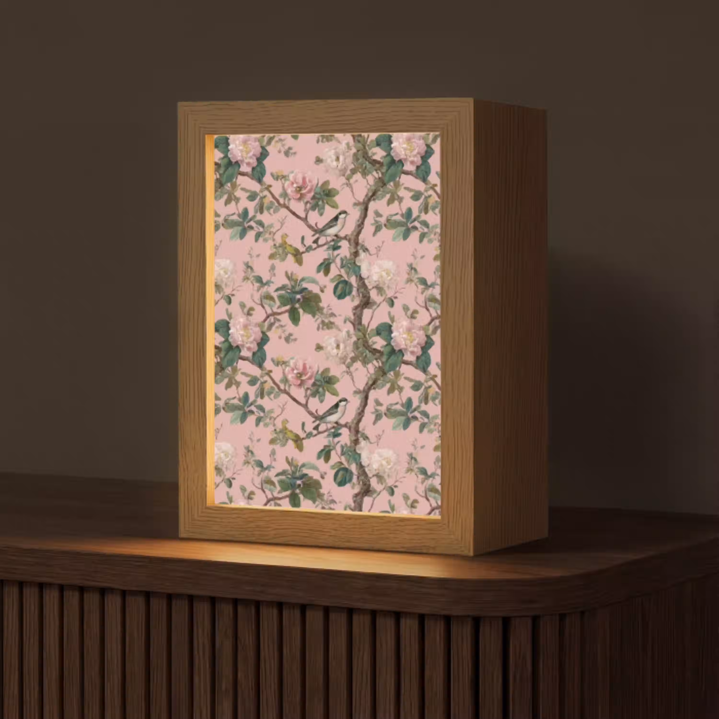 Pioenrozen - Botanisch - Vogel Light Box met kabel (Tafellamp) klein 925 -z3d_website