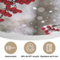 Bessen - Takken - Sneeuw - Winter - Kleurrijk Akoestische PET Vilt - Rond klein -closeup_FR