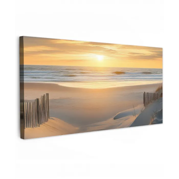 Strand - Duinen - Zonsondergang Tuinposter op houten frame 2 cm dik xxl -3d