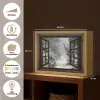 Bos - Winter - Bomen - Natuur - Pad - Doorkijk Light Box met batterij (Wandlamp) middel -USP_websiteoverzichtNL