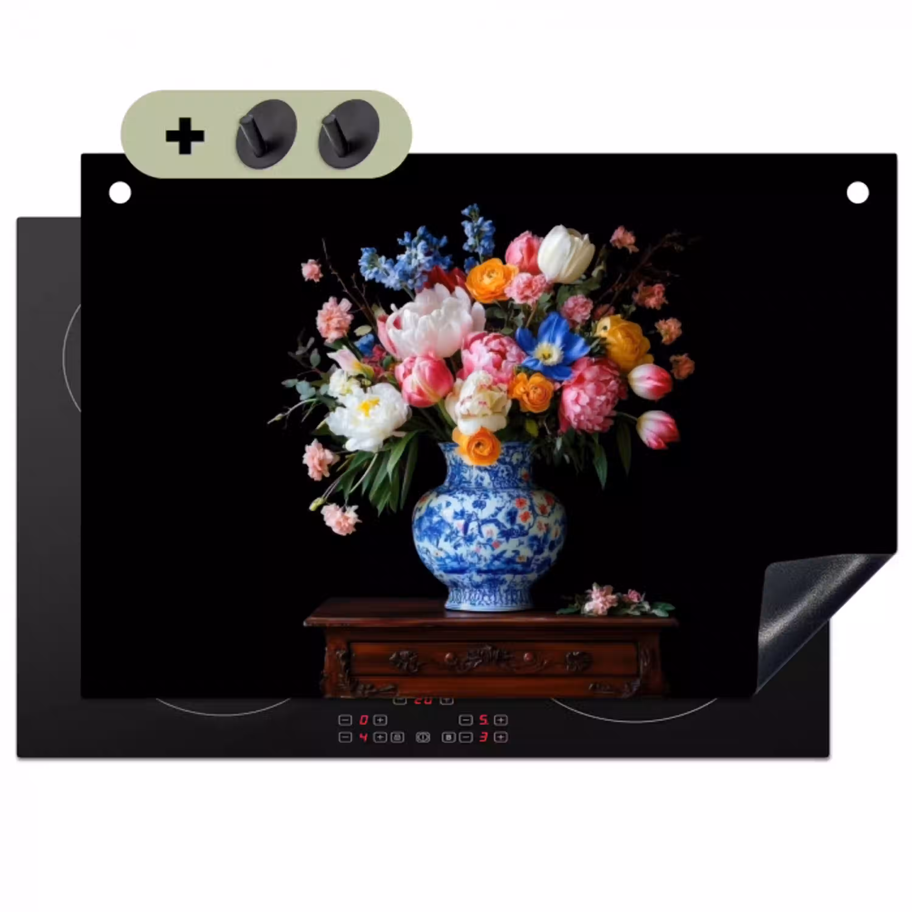 Rozen - Bloemen - Vaas - Boeket Inductie beschemer met haakjes klein -3d