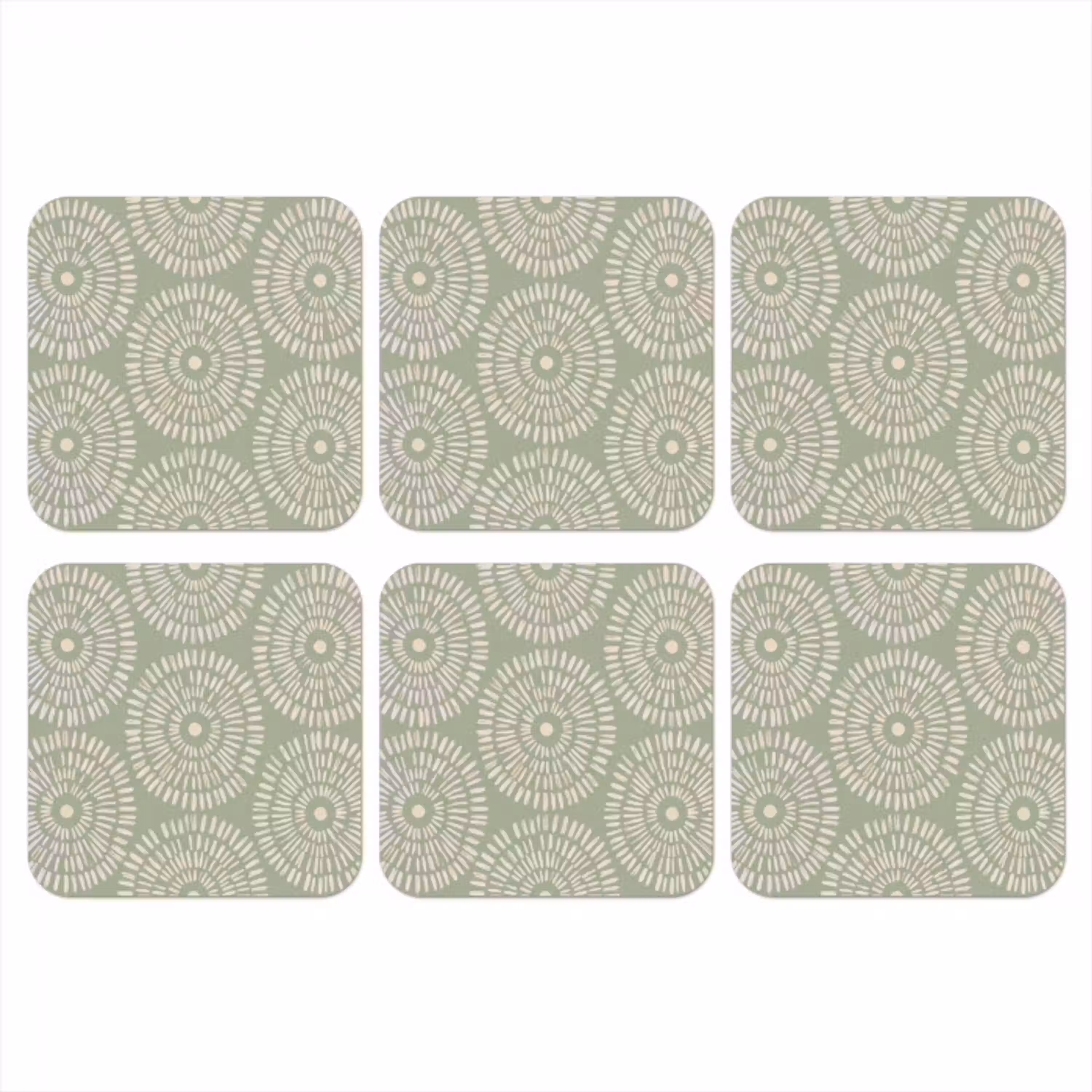 Patroon - Cirkels - Abstract - Modern - Groen onderzetter kurk middel -3d