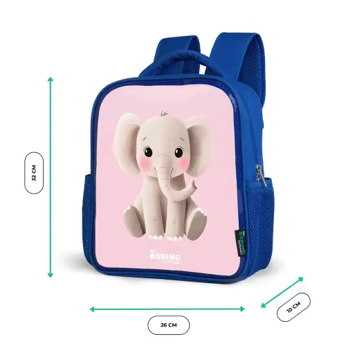 Olifant - Baby - Blosjes - Illustratie Kinderrugzak - Blauw middel -productfoto_formaten