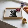 Hond - Zwart - Wijnglas - Zonnebril Dienblad Rechthoek middel -sfeer2