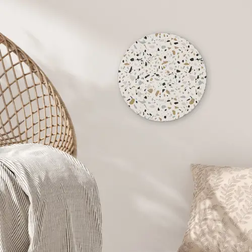 Terrazzo -  Patroon - Staal Wandcirkel plexiglas klein 852 -sfeer5
