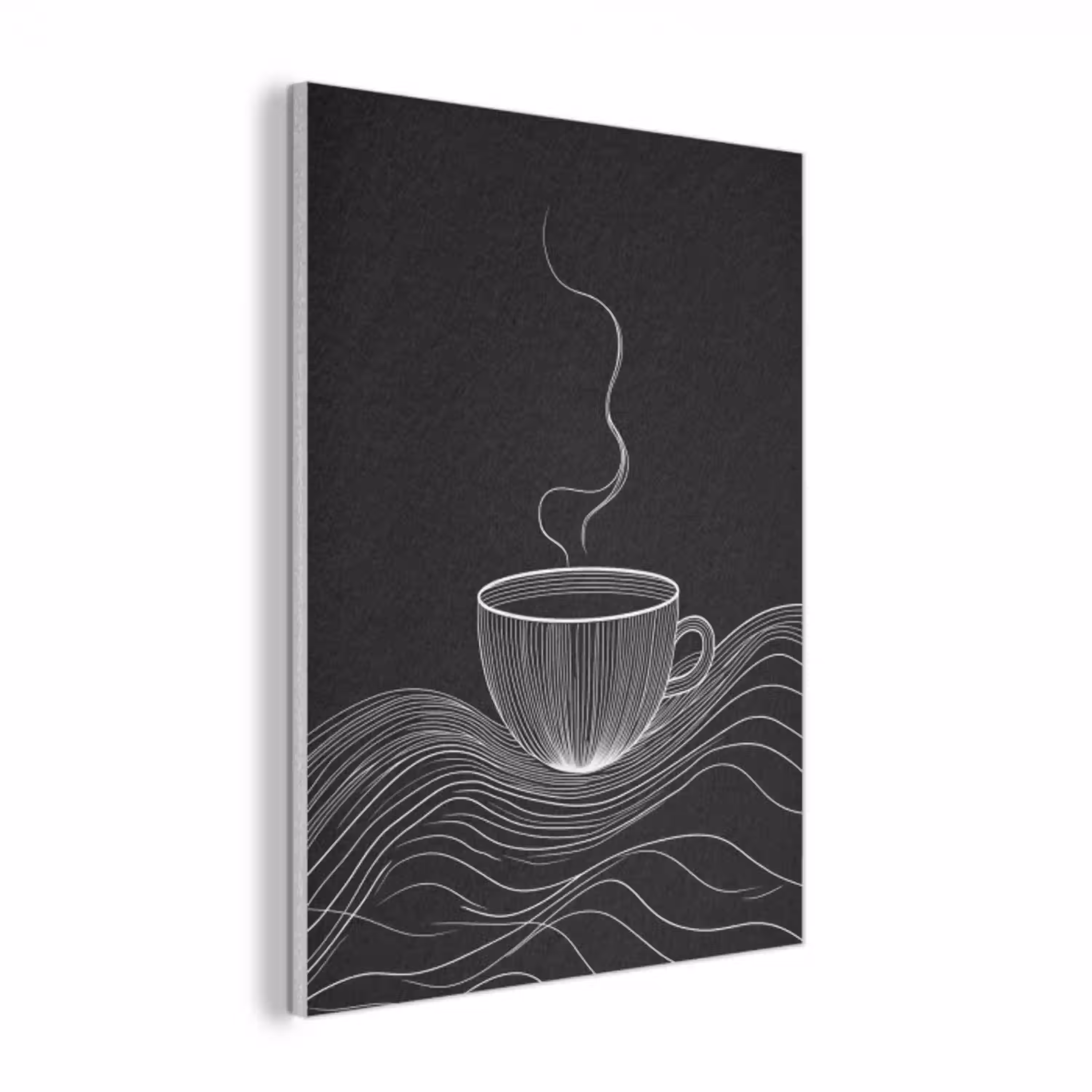 Lijntekening - Koffiekop - Zwart PET vilt klein -3d