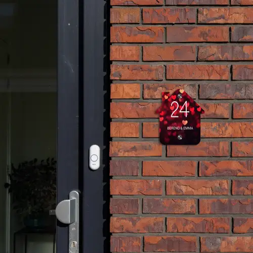 Rode hartjes - Klassiek Naambord Huisje klein -sfeer2