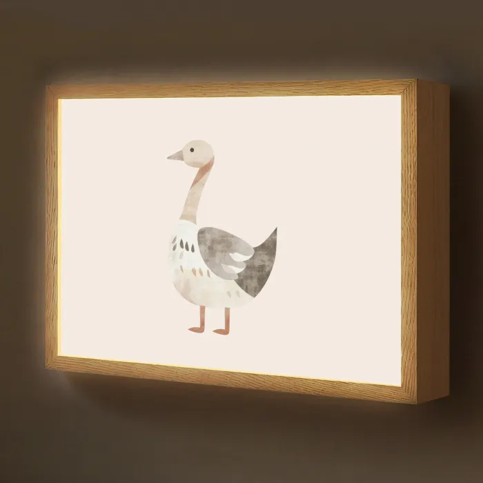 Gans - Dier - Pastel kleuren Light Box met batterij (Wandlamp kind) middel -z3d_website