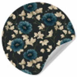 Botanisch - Bloemen - Blauw Wandcirkel behangsticker klein 186 -3d