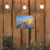 Water - Steiger - Vogels - Zonsondergang - Horizon tuinposter los doek klein -sfeer1