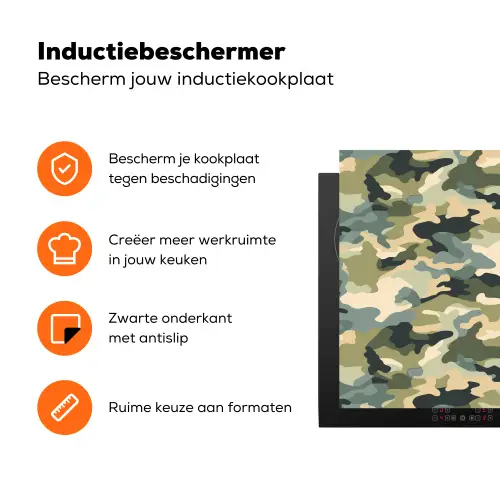 Woestijncamouflage - Zandkleurig - Groen - Patroon Inductie beschermer vinyl 3mm klein 276 -zzzzzzz-td-ups