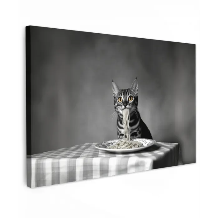 Bengaal - Kat - Tafelkleed - Zwart - Wit - Dier canvas 2cm klein -z3d