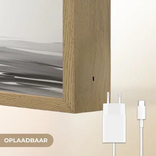 Bamboestammen - Water - Minimalistisch - Wit Light Box met batterij (Wandlamp) middel -USP_websiteoplaadbaarNL