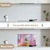 Pink - City - Bloemen keuken achterwand spatscherm klein -voor_na_DE