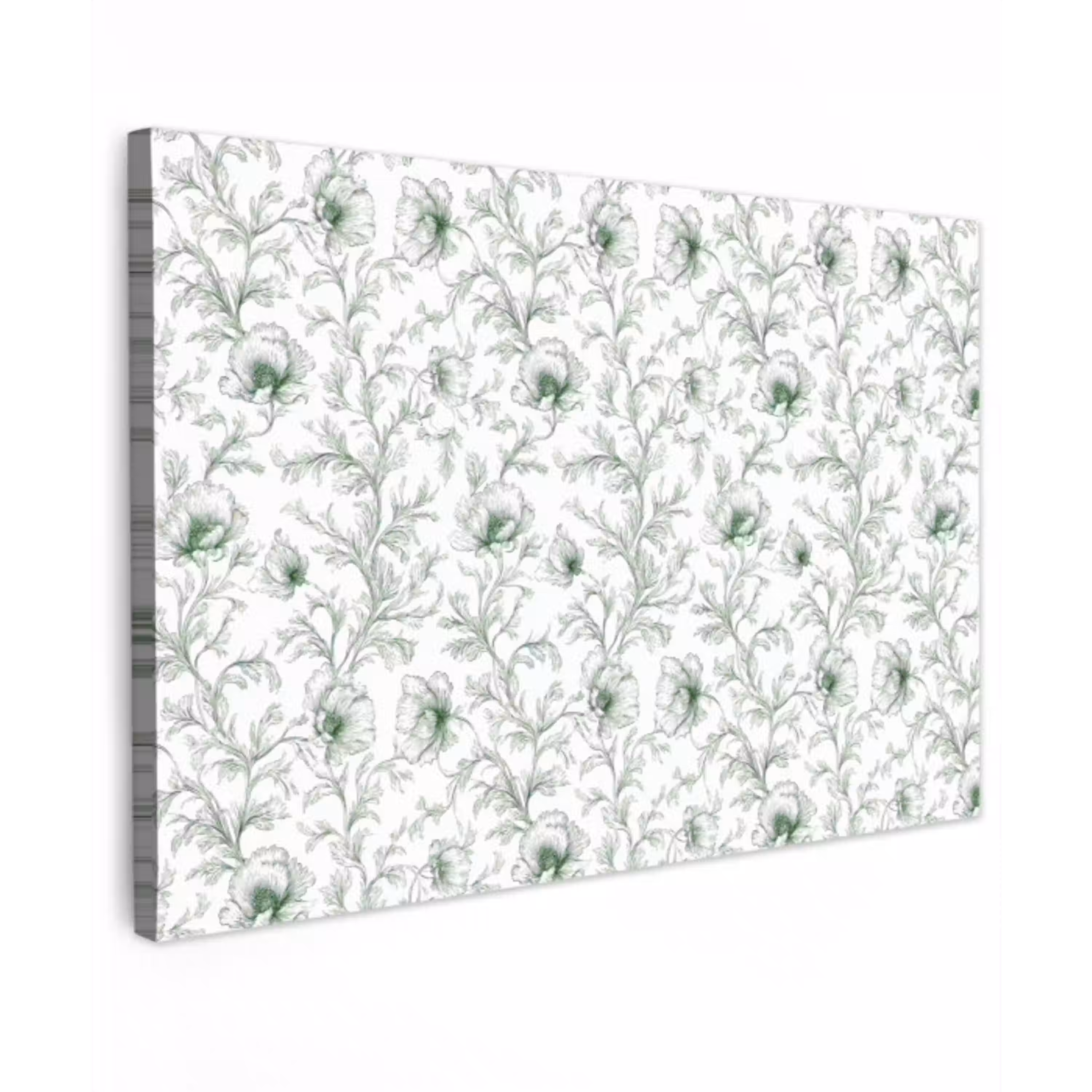 Bloemen - Getekend - Groen canvas 2cm klein 34 -z3d