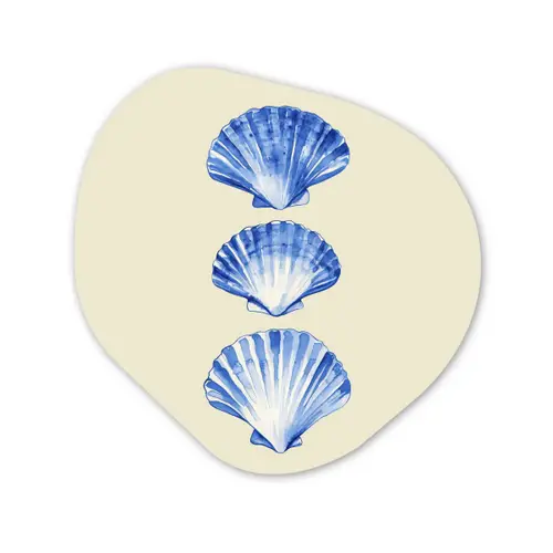 Schelpen - Blauw - Beige Wandcirkel Organisch Forex 3mm klein -3d