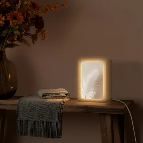 Veer - Minimalistisch - Roze Light Box met kabel (Tafellamp) klein -sfeer4
