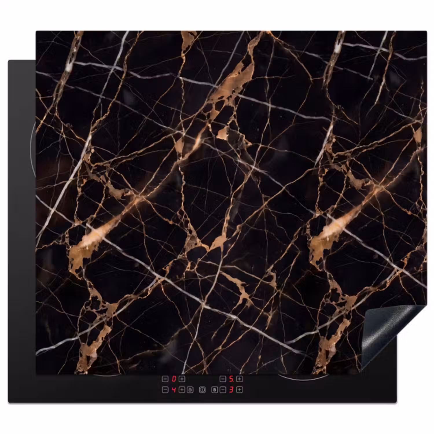 Inductie beschermer - Marmer - Goud - Abstract - Zwart