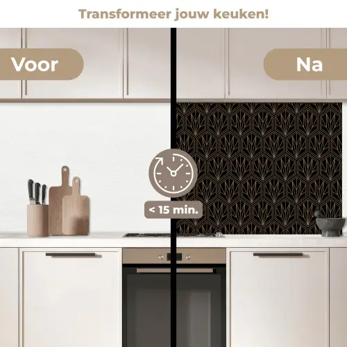 Goud - Zwart - Lijnen keuken achterwand 2 middel 871 -voor-na2_NL