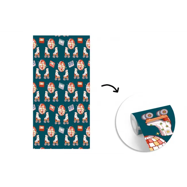 Rolschaatsen - Patroon - Disco fotobehang vinyl groot 64 -3d