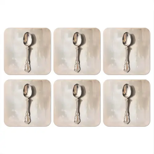 Lepel - Verf - Zilver onderzetter kurk middel -3d