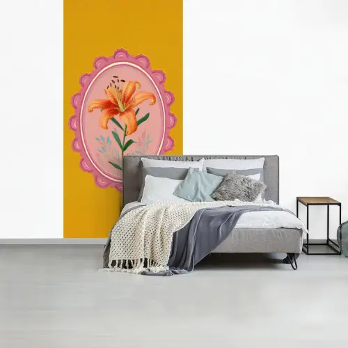 Lelie - Oranje - Lijst - Ovaal fotobehang vinyl groot -slaapkamer