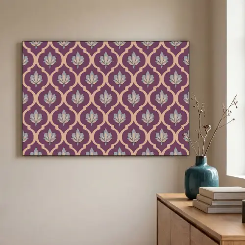 Patroon - Paars - Bloem Textielframe zwart klein -sfeer2