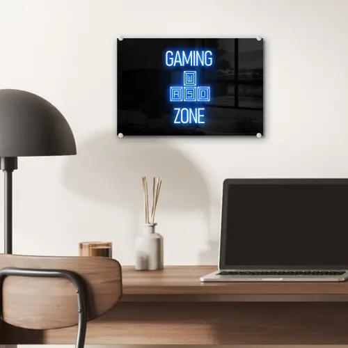 Gaming - Tekst - Gaming zone - Neon - Blauw plexiglas 5mm klein -sfeer6