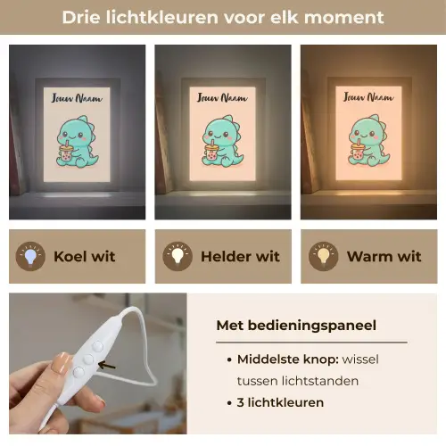 Dino - Boba - Turquoise Light Box met kabel (Kinderlampje) klein -USP_lichtkleurNL