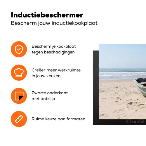 Boot - Zandstrand - Zee Inductie beschermer vinyl 3mm klein -zzzzzzz-td-ups